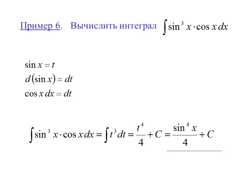 Пример 6.  Вычислить интеграл